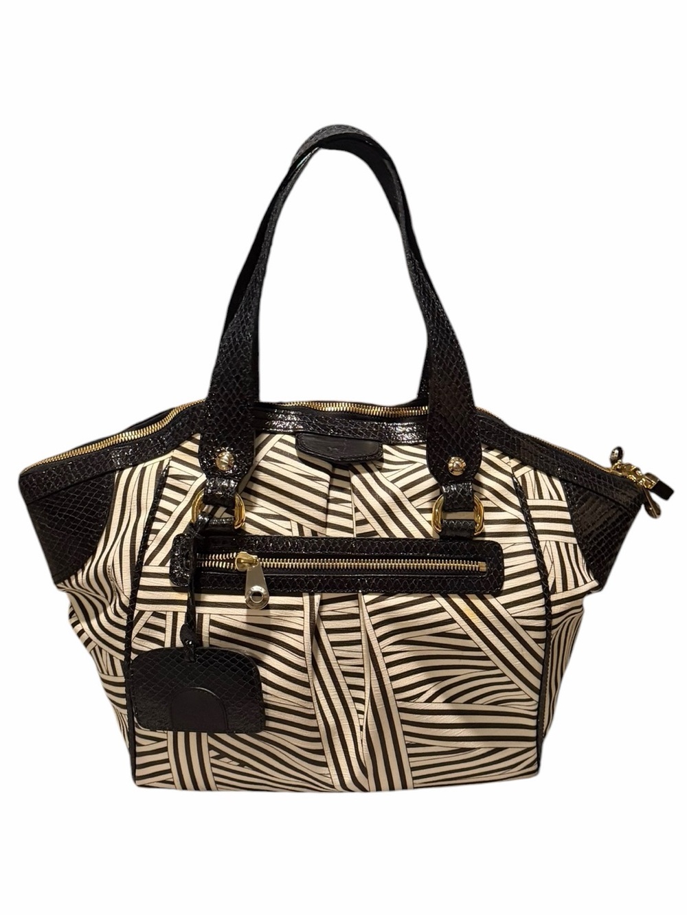 Henri Bendel Disturbed Stripe Luggage Shoulder Bag - Picture 3 of 12